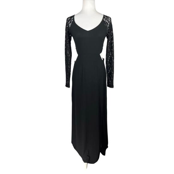 Express Black Lace Cut Out Maxi Dress Long Sleeve NWT - Picture 1 of 10
